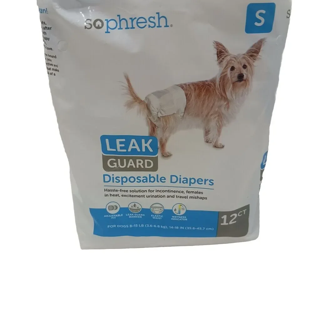 9‎ Dog Diapers SMALL Female In Heat Leak Dogs 8-15 Lbs Guard Disposable Open Box